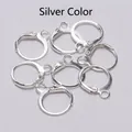 Macro view of silver leverback earring hoops and DIY jewelry findings for earring making - Silver