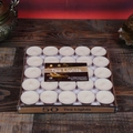 Bulk pack of 50 white smokeless tea light candles in classic aluminum cups in a gift box - White
