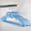 Sky blue plastic clothes hanger with bow design and non-slip texture with metal hook - Blue Bow Shape