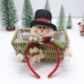 Diadema de felpa de muñeco de nieve navideño con bufanda de cuadros rojos - Muñeco de nieve / Blanco