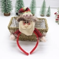 Festive red Santa Claus headband with plush knit doll for Christmas party costume decorations - Red