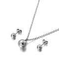 Parure de bijoux en acier inoxydable poli avec collier pendentif sphère et boucles d'oreilles - Pendentif 12mm + Boucles d'Oreilles Clous 6mm (KS115074-Z)
