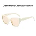 Lunettes de soleil œil de chat avec monture en résine beige et verres champagne rétro - Monture Blanc Crème Verre Champagne
