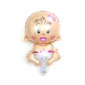 Mini baby girl foil balloon in pink with bow and Girl text for party decor - Mini Pacifier Girl Baby