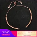Makroaufnahme der verstellbaren roségoldenen Kupferperlenkette mit 7mm Breite und 260mm Länge - Roségold