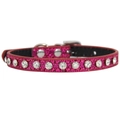 Sparkly rose red cat collar featuring glitter finish and rows of crystal rhinestones - Rose Red with Rhinestones
