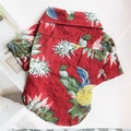 Chemise hawaïenne rouge pour animaux avec imprimé ananas pour chiens et chats - S / Rouge