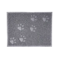 Dark grey PVC cat litter mat with cute paw prints for non-slip floor protection - Square / Gray