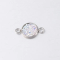 Close-up of 10mm stainless steel connector with sparkling druzy stone for DIY jewelry - Iridescent White (9)