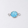 Macro detail of 10mm light blue druzy stone connector in stainless steel setting - Light Blue (18)