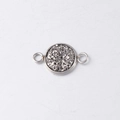 Detailed view of a silver 10mm drusy connector with double loops for DIY jewelry making - Silver Glitter (6)