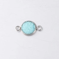 Macro view of a 10mm stainless steel drusy connector with light blue resin inlay for DIY jewelry - Lake Blue (25)