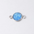 Close-up of blue drusy stone connector with double loops in stainless steel for DIY jewelry - Blue (7)