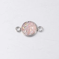 Macro view of 10mm stainless steel drusy connector with pink glitter for DIY jewelry - Pink Sequins (24)