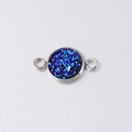 Detail of 10mm blue purple drusy connector with silver stainless steel frame for DIY - Blue Purple (19S)