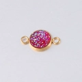 Detailed macro of gold-plated stainless steel star pendant with glittering red inlay - Red Iridescent Style (3)