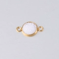 Detailed top view of 10mm gold vacuum plated stainless steel druzy charm with dual loops - White Druzy Style (13)