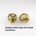 Detail of 12x14mm antique gold lion head spacer beads for DIY jewelry making - Antique Gold Lion Head