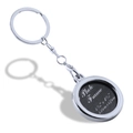 Porte-clés cadre photo rond en métal argenté avec finition miroir pour personnalisation - GX-209 Rond (3.35cm x 3.75cm)