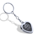 Porte-clés cadre photo en forme de cœur argenté en métal poli avec espace photo - GX-211 Forme de Coeur (3.55cm x 3.35cm)