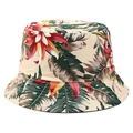 Cappello a secchiello beige con stampa floreale tropicale e motivi estivi - M (56-58cm) / Beige Tropicale Floreale