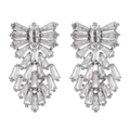 Elegant silver tassel earrings with AAA cubic zirconia drops for luxury wedding jewelry - White
