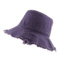 Frayed edge cotton bucket hat in deep purple wash with a stylish raw hem detail - 57-58cm / Purple