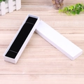 Long rectangular white gift box with black velvet lining for necklaces and pens - Pineapple Texture White / 22X5X3cm