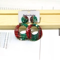 Christmas plaid hoop earrings with festive red and green fabric and white snowflake pattern - Christmas Style B (Red & Black Plaid)