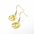 Minimalist 18K gold-plated stainless steel hollow circular world map drop earrings - Gold Earrings (LE3339)