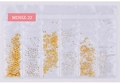 Macro detail of mixed gold and silver nail art micro beads in a 6-compartment set - Metal Small Beads Style (MDHZ-22)