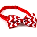 Christmas dog bowtie with red and white zigzag pattern made of premium grosgrain ribbon - 1*(20-36)CM / Red White Wave Pattern (VN019-6)