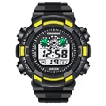 Orologio sportivo digitale COOBOS nero e giallo con retroilluminazione verde e cinturino - Giallo