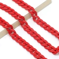 Close-up of bright red acrylic chunky chain links for mask and eyewear fashion - Bright Red