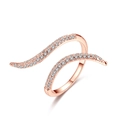 Adjustable rose gold snake-shaped open ring featuring micro-pave white cubic zirconia - Adjustable Open / Rose Gold