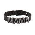 Bracciale a maglia in acciaio inossidabile nero con lettere MAMA e zirconi brillanti - Nero