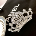 Elegant princess crown hair comb featuring sparkling silver rhinestones and clear crystals - Large Crown No.10