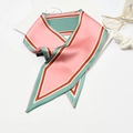 Pink and sage green silk scarf with geometric red borders and lightweight texture - Color Block Pink Red Green