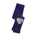 Girls dark blue cotton leggings with colorful floral heart applique and elastic waist - 3T (90-95cm) / Dark Blue (1152)