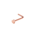 L-shaped stainless steel nose stud with rose gold finish and heart-shaped top detail - Rose Gold L-Shape Heart