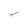 Detailed view of a silver stainless steel nose stud with a polished round ball end - Steel Color Straight Ball