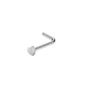 Detailed view of silver heart-shaped stainless steel L-shaped nose stud piercing - Steel Color L-Shape Heart
