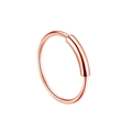 Detail of rose gold stainless steel seamless hoop nose ring with polished metallic finish - Rose Gold Sleeved Hoop