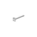 Detail of silver stainless steel nose stud featuring a clear sparkling zircon stone inlay - Steel Color Straight Stud with Zirconia