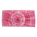 Detalle de diadema para bebé a cuadros rosa y blanco con nudo de tipo dona - #2 Cuadros Rosa Blanco