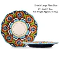 11-inch Bohemian hand-painted ceramic dinner plate with wave edge and colorful patterns - 11 Inch Large Plate