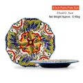 9-inch hand-painted floral ceramic dinner plate in Mediterranean bohemian style - 8.5 Inch Medium Plate