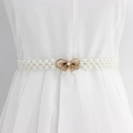 Ceinture élastique en perles pour femmes avec boucle nœud en strass dorés sur robe - EL95-23 Fleur à Nœud Dorée
