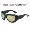 Gafas de sol Y2K steampunk con montura negra y cristales reflectantes rosa mercurio - Montura Negra Espejo Rosa