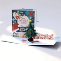 3D Pop-up Weihnachtskarte mit grünem Baum und Schneedorf-Motiv, Format 15x15cm - Weihnachtsstadt (15x15cm)